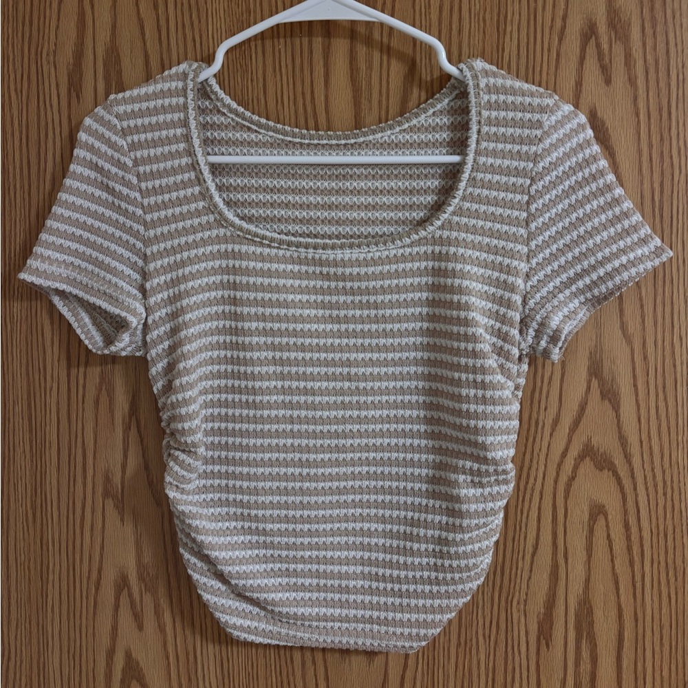 Striped Beige and White Women's Top